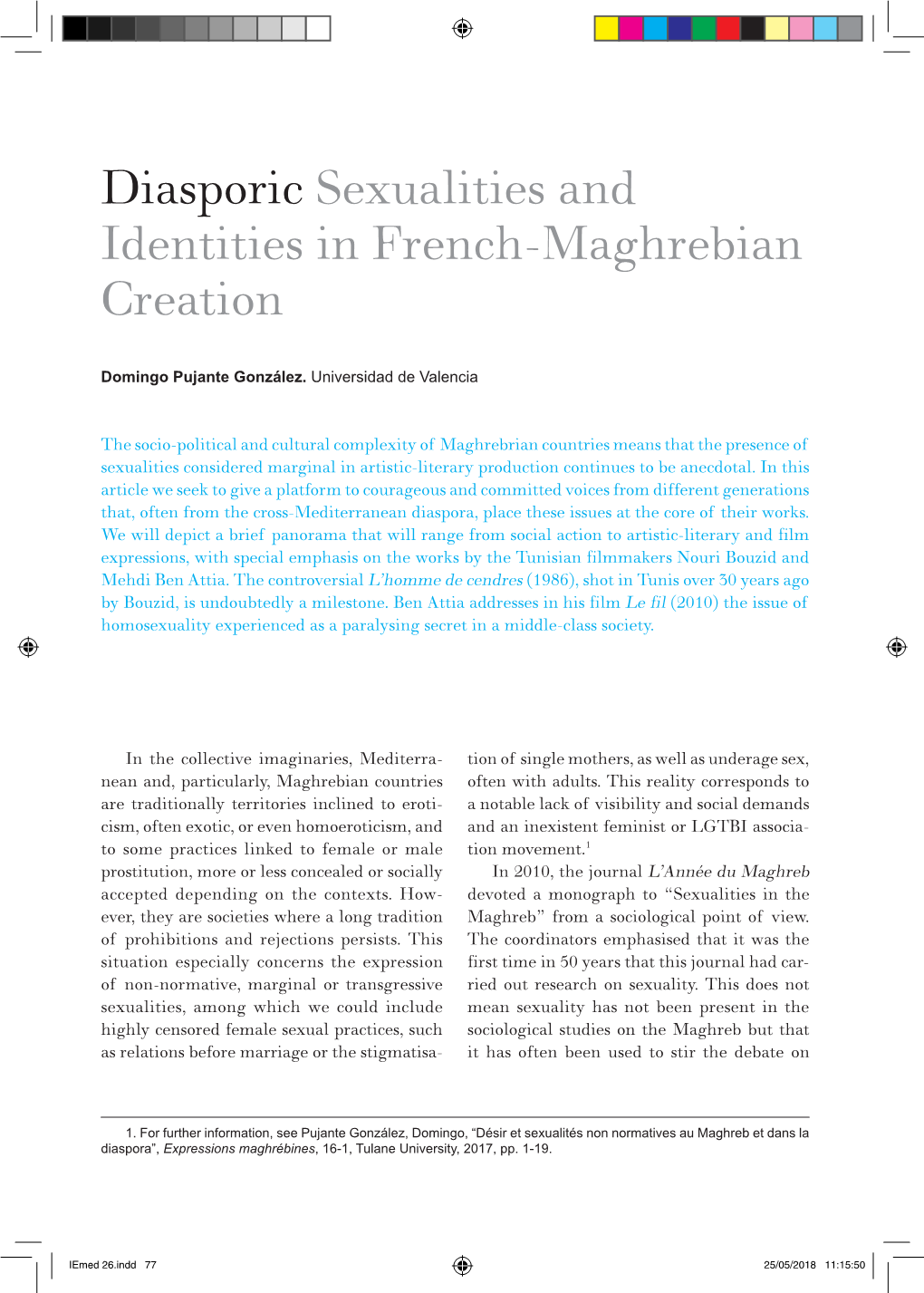 Diasporic Sexualities and Identities in French-Maghrebian Creation
