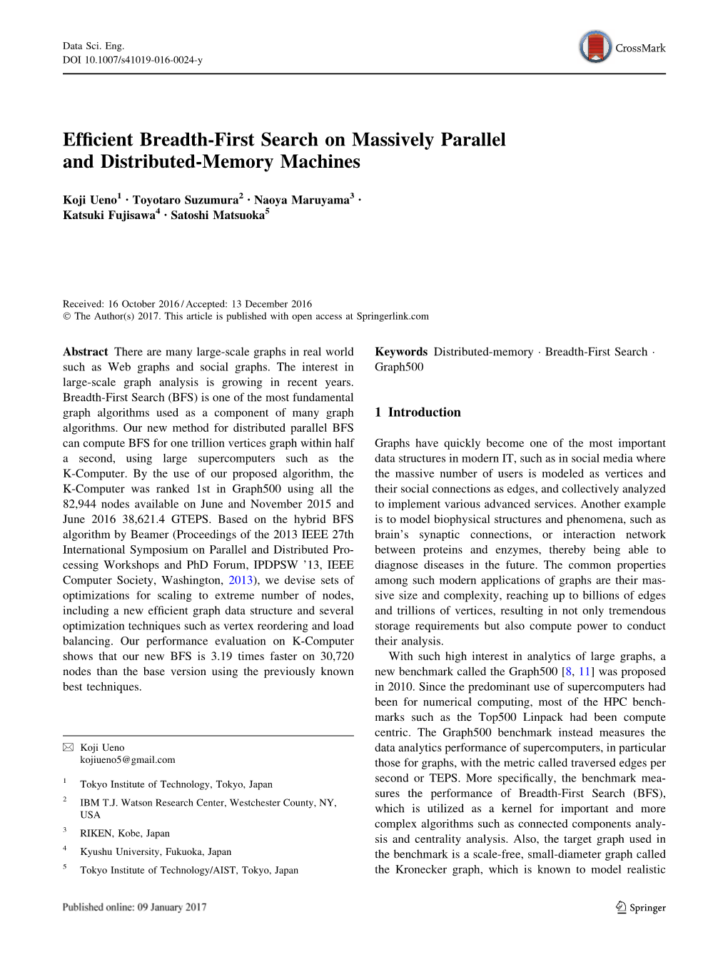 Efficient Breadth-First Search on Massively Parallel and Distributed