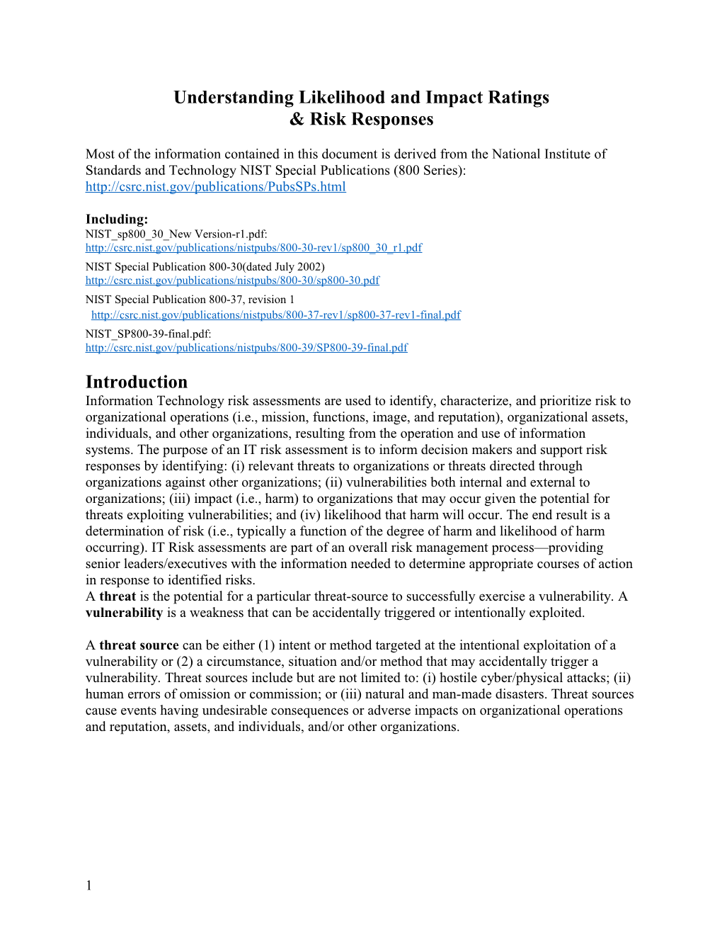 Understanding Likelihood and Impact Ratings