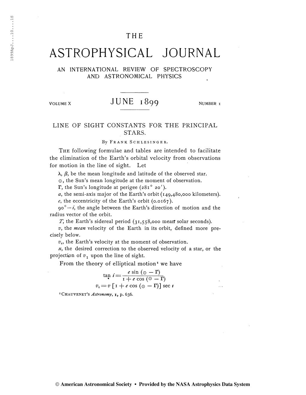 18 9 9Ap J 10 IS the ASTROPHYSICAL JOURNAL AN