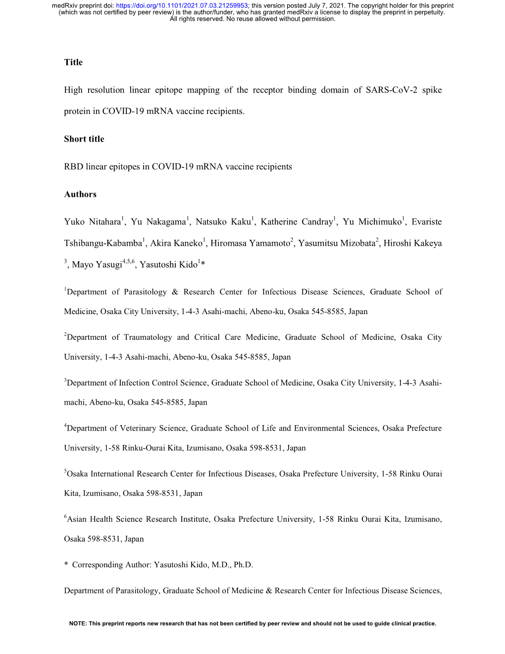 Title High Resolution Linear Epitope Mapping of the Receptor Binding Domain of SARS-Cov-2 Spike Protein in COVID-19 Mrna Vaccine