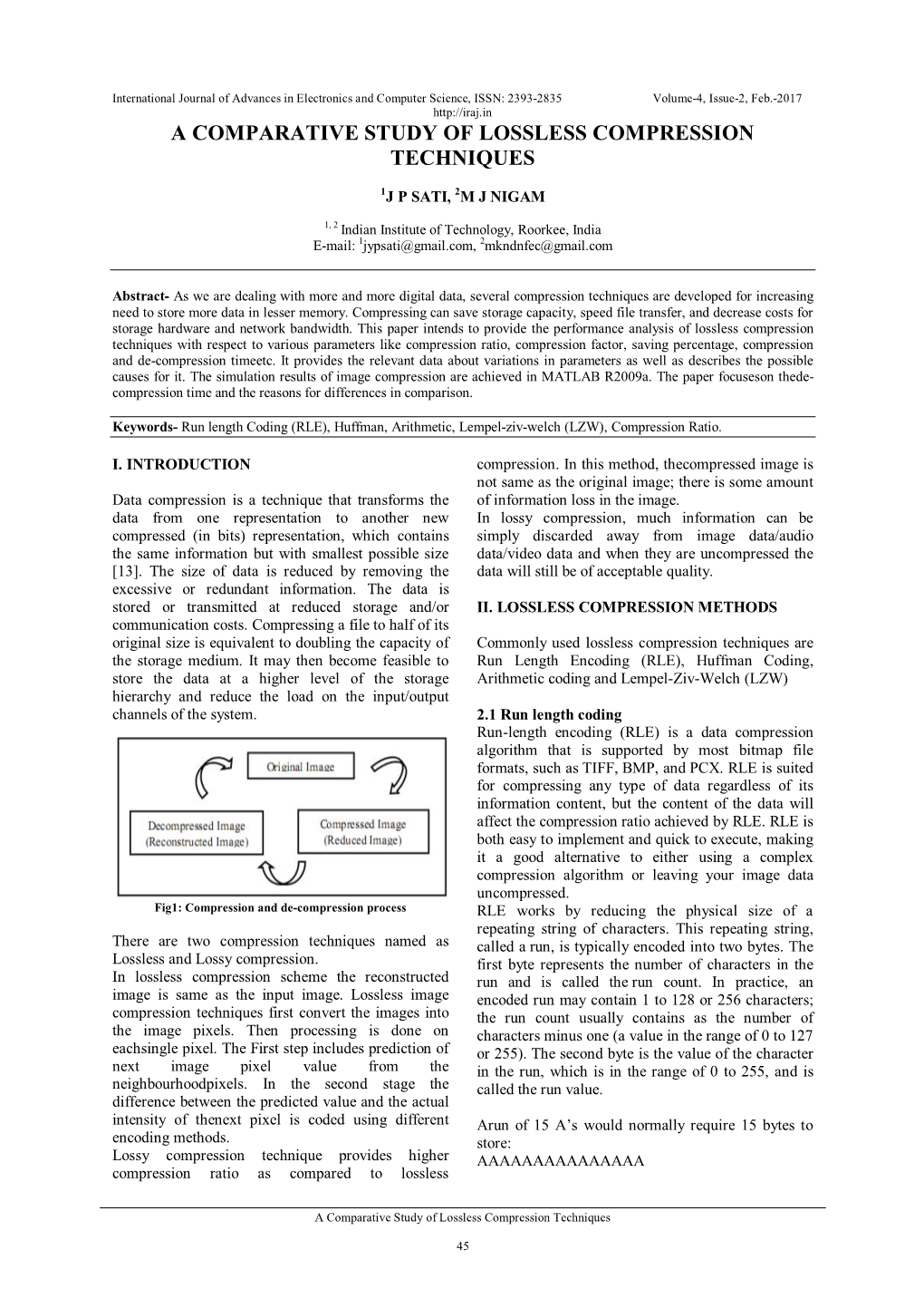 A Comparative Study of Lossless Compression Techniques