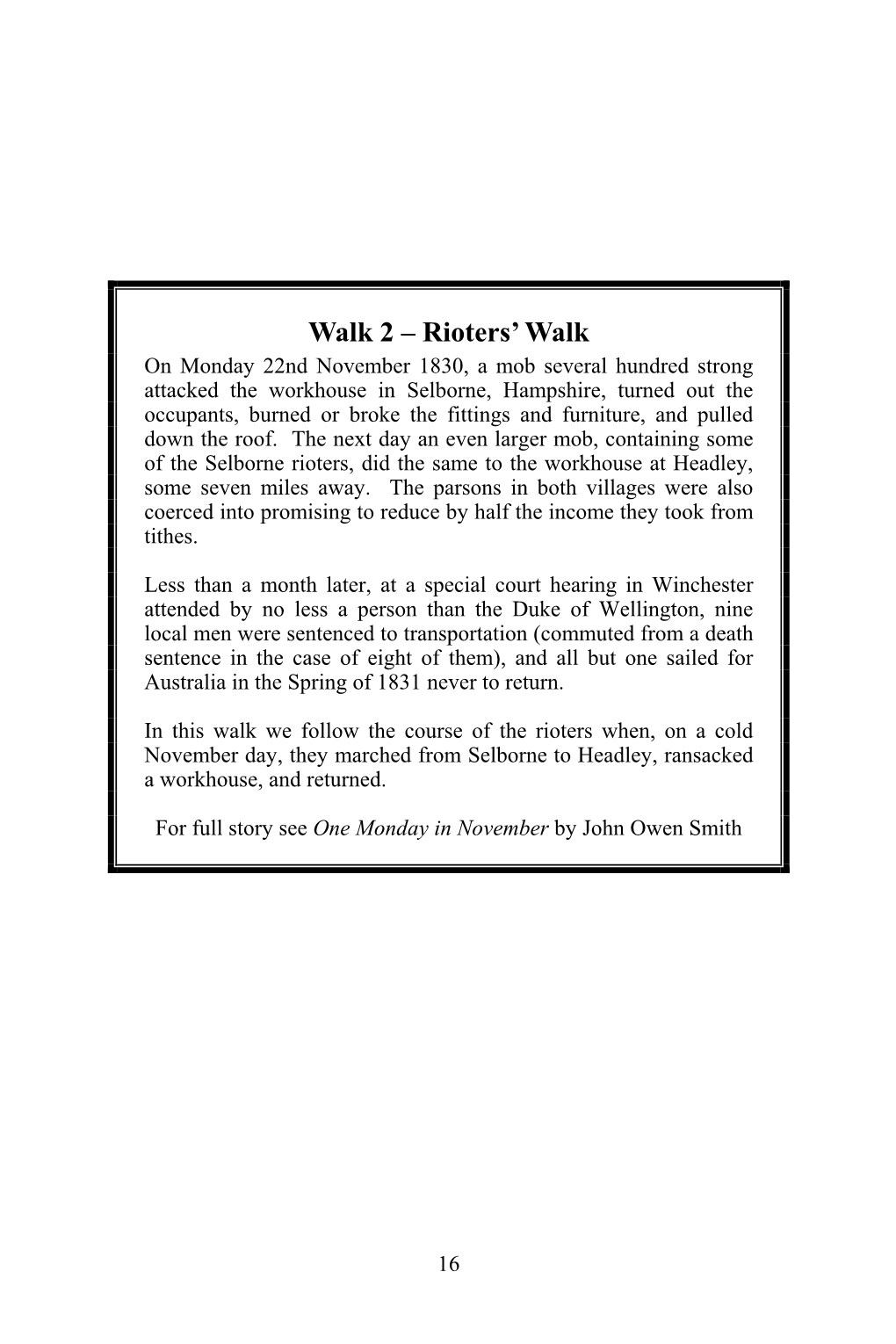 Walk 2 – Rioters' Walk