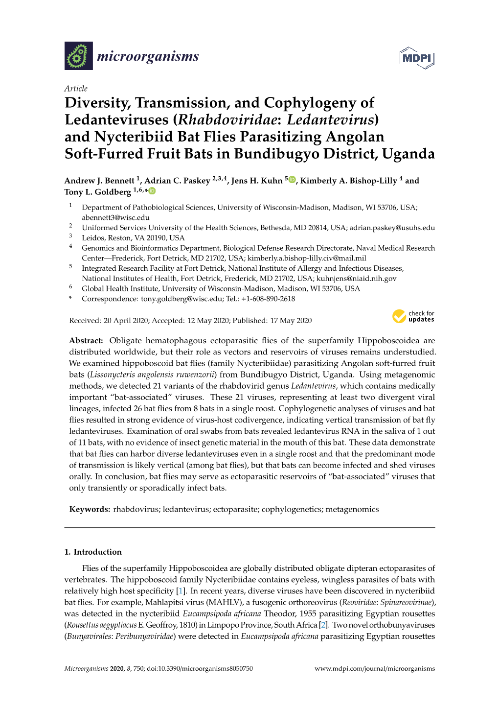 Diversity, Transmission, and Cophylogeny of Ledanteviruses