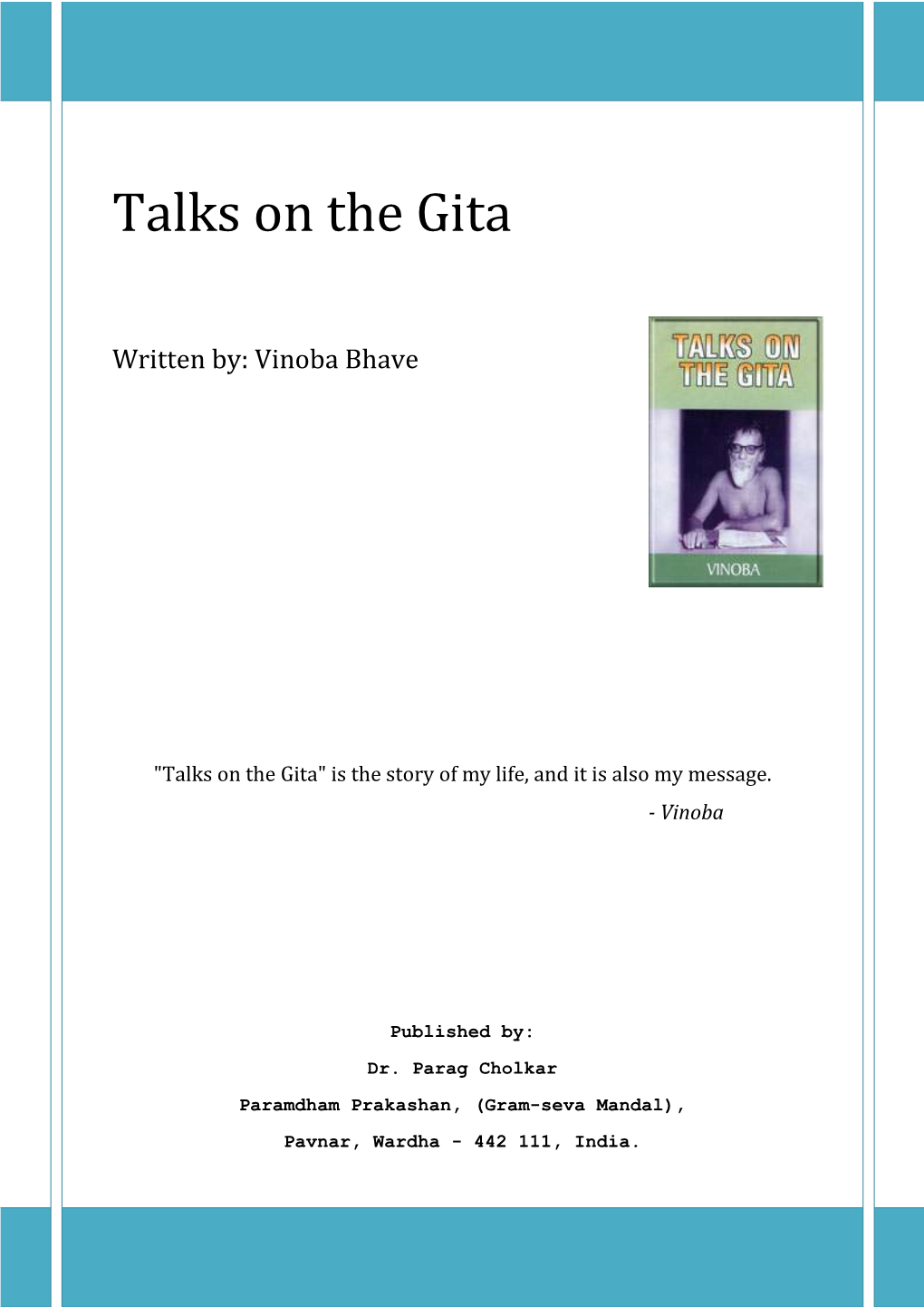 Talks on the Gita