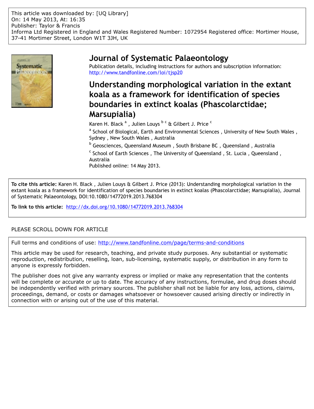 Understanding Morphological Variation in the Extant Koala As A