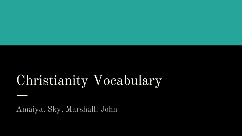 Christianity Vocabulary