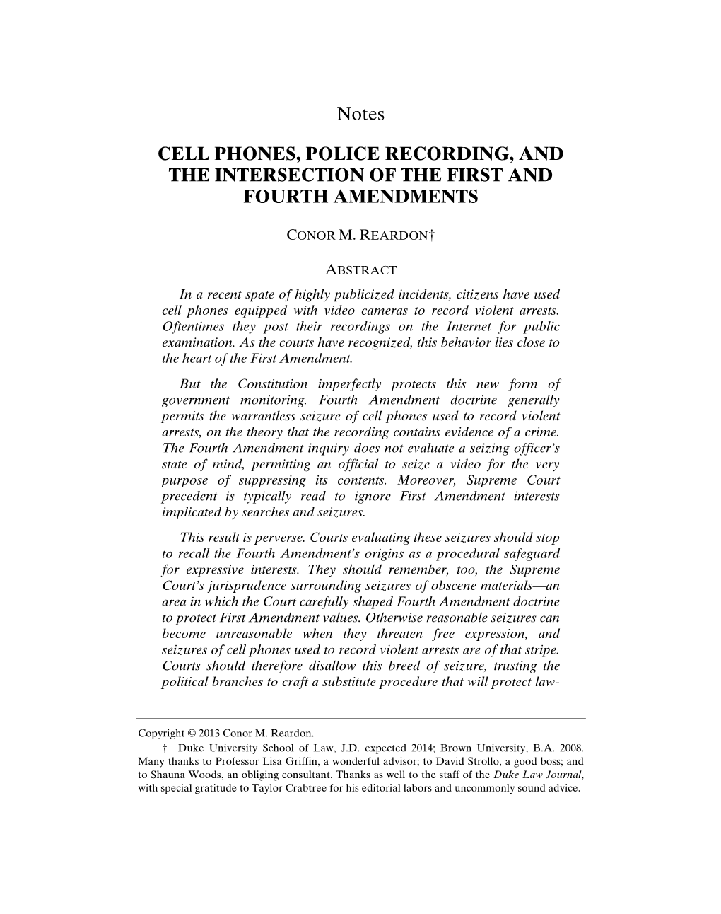 Cell Phones, Police Recording, and the Intersection of the First and Fourth Amendments