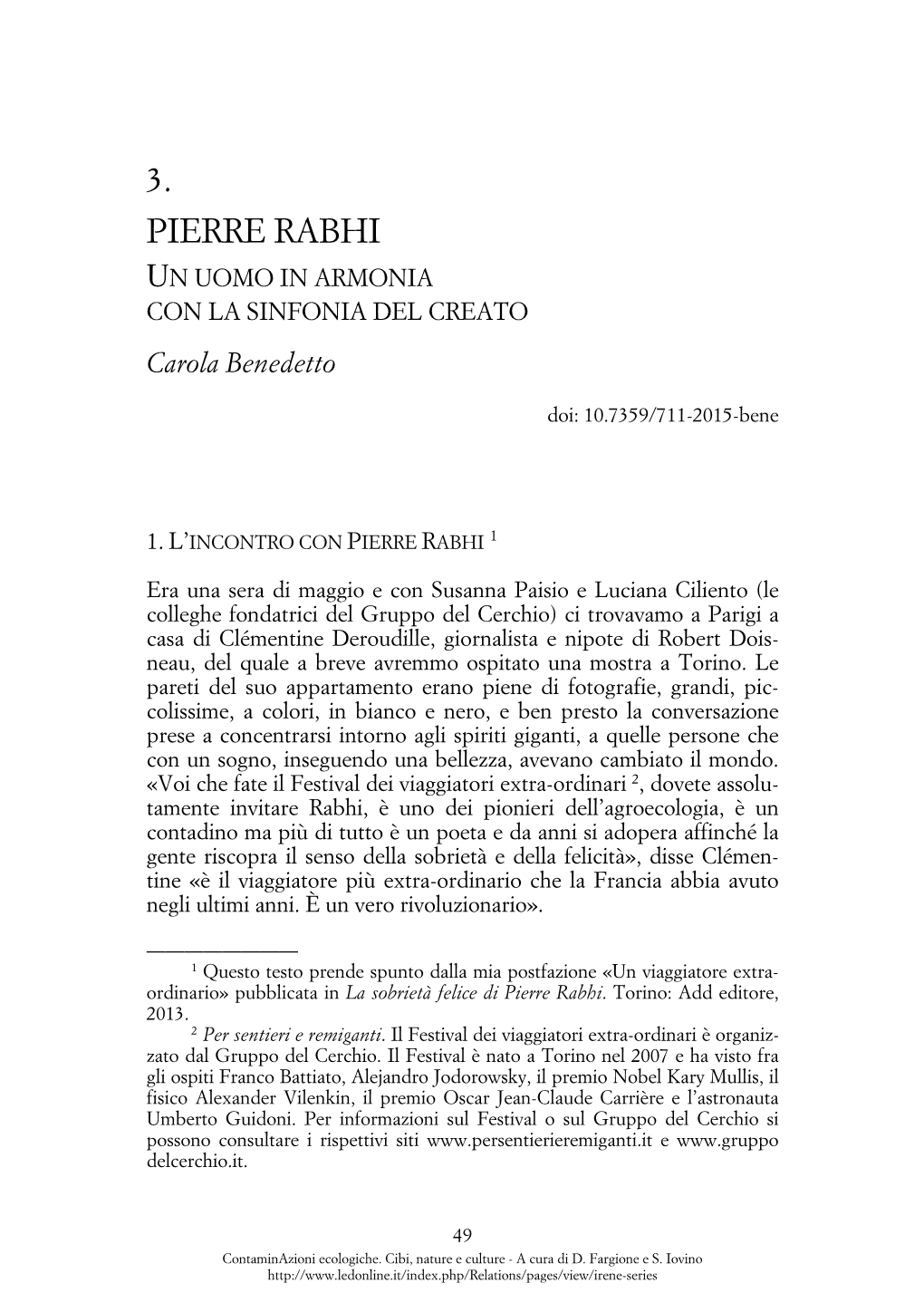 Pierre Rabhi, Un Uomo in Armonia Con La Sinfonia Del Creato