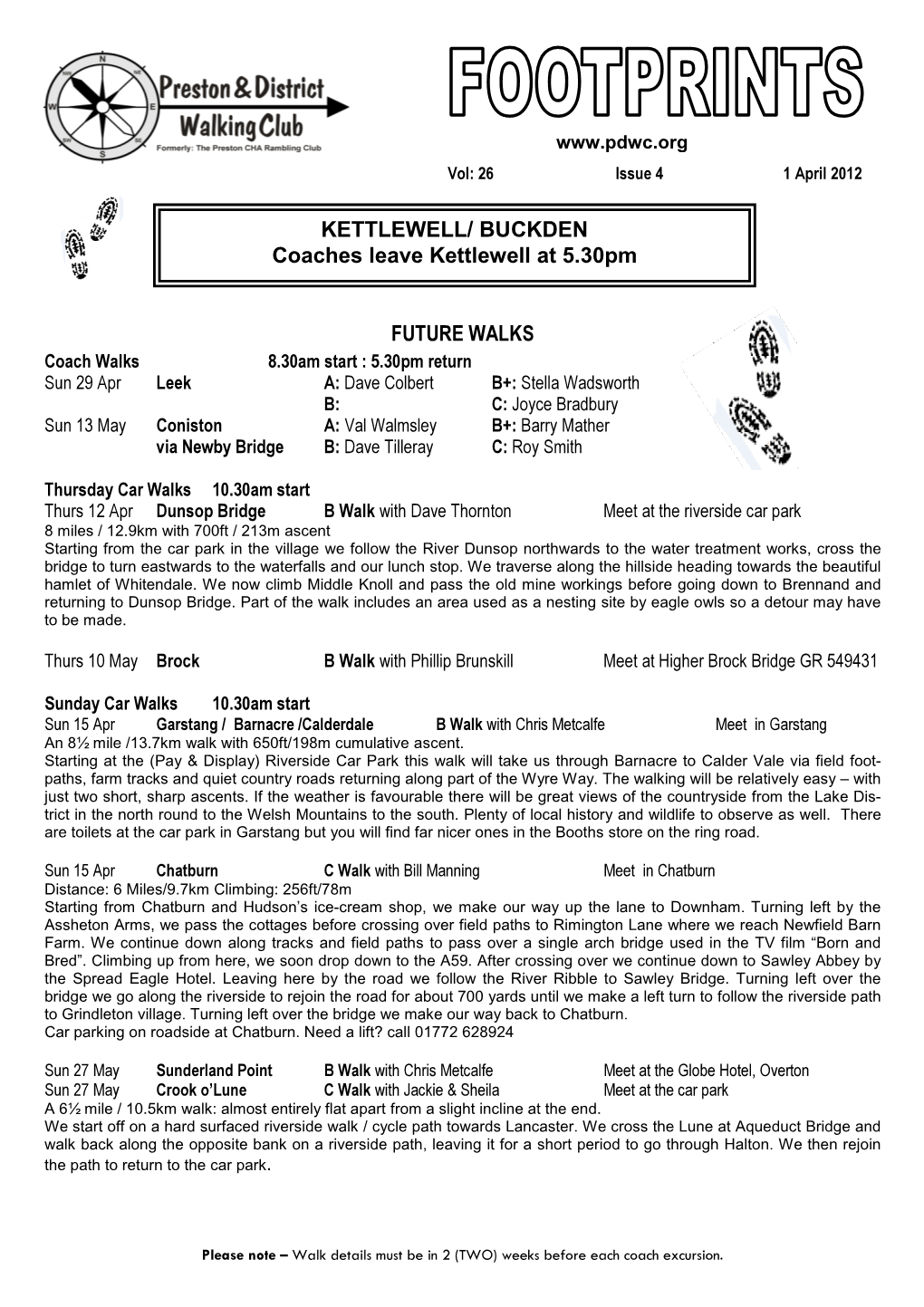 BUCKDEN Coaches Leave Kettlewell at 5.30Pm