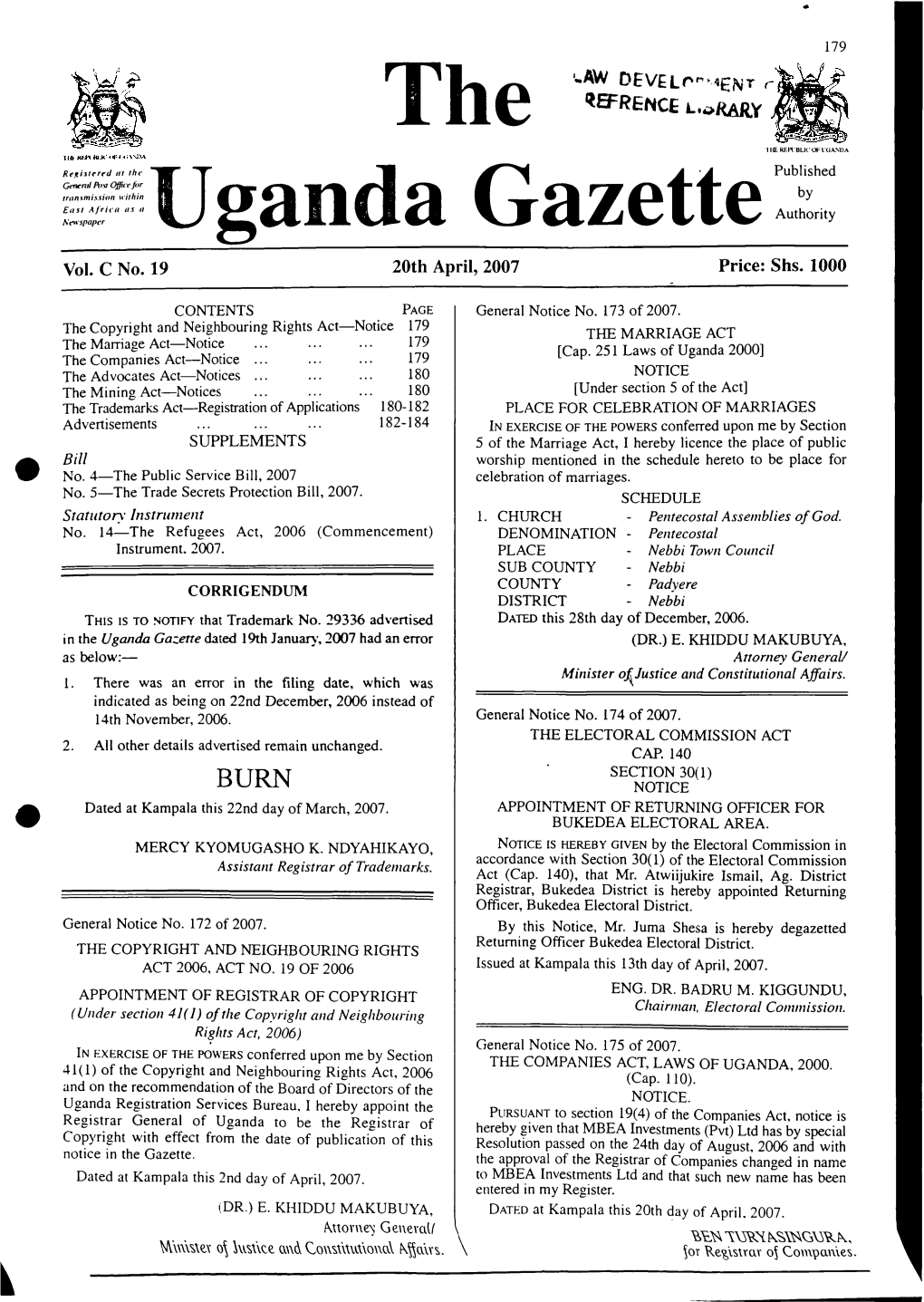 —Uganda Gazette