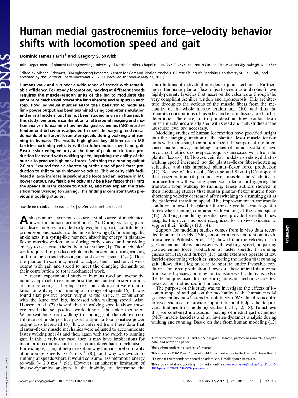 Human Medial Gastrocnemius Force–Velocity Behavior Shifts with Locomotion Speed and Gait