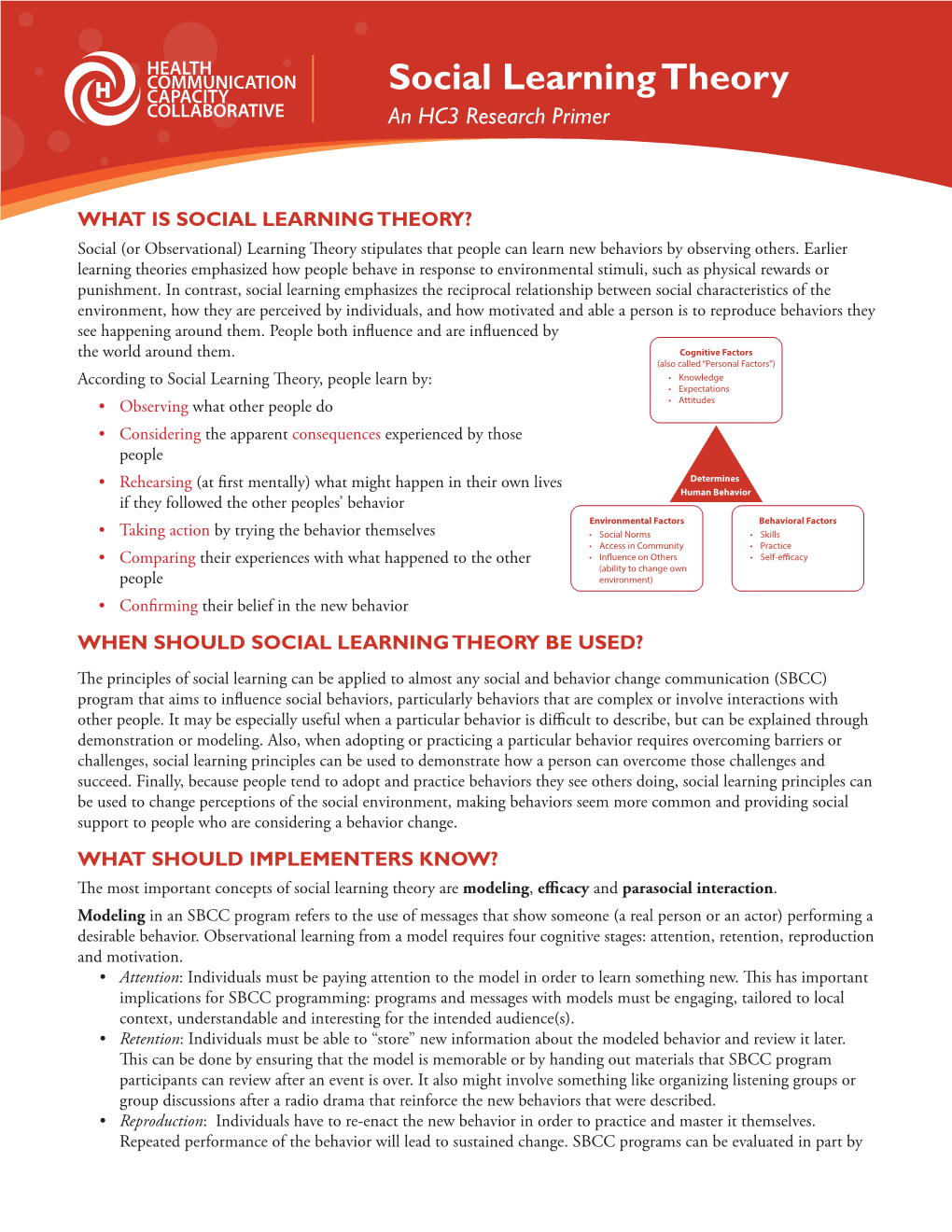 Social Learning Theory COLLABORATIVE an HC3 Research Primer