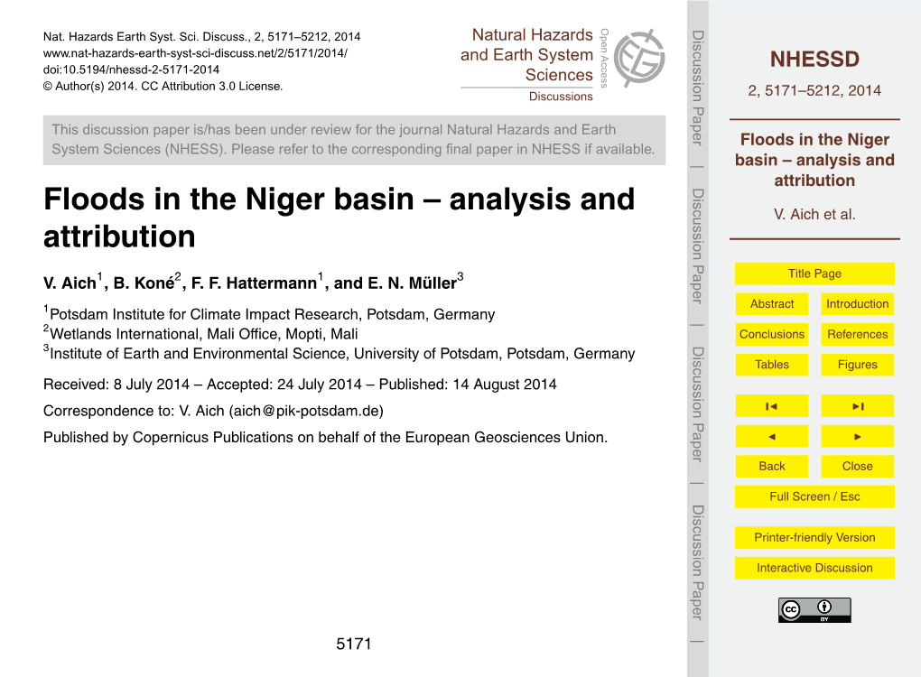 Floods in the Niger Basin -- Analysis and Attribution