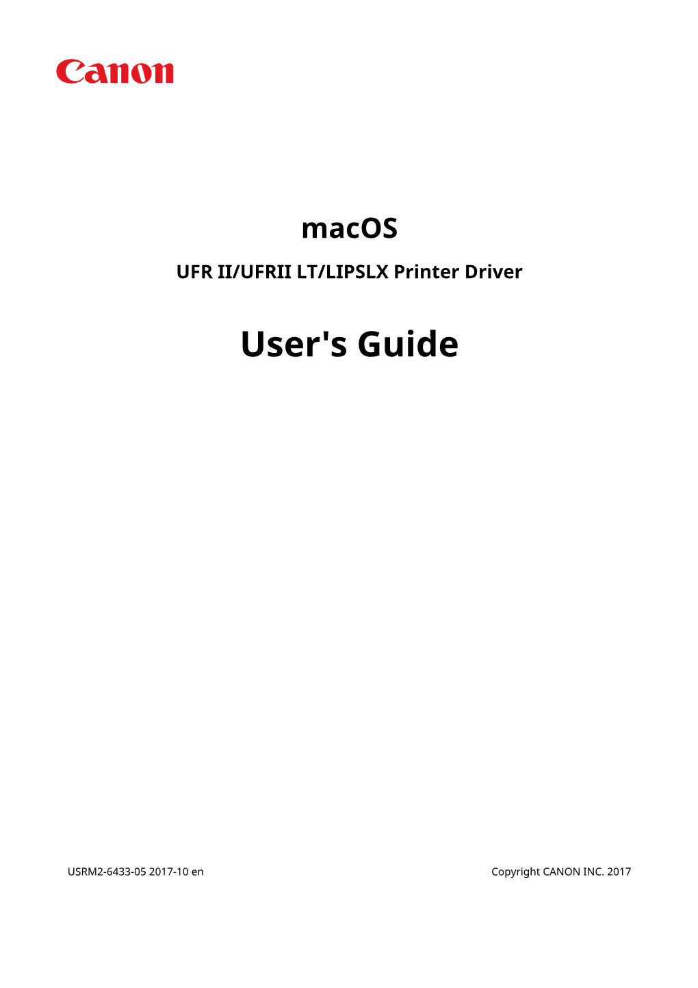 Macos UFR II/UFRII LT/LIPSLX Printer Driver User's Guide