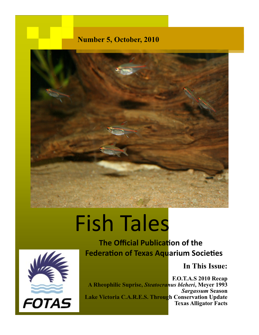 Fish Tales the Official Publication of the Federation of Texas Aquarium Societies in This Issue