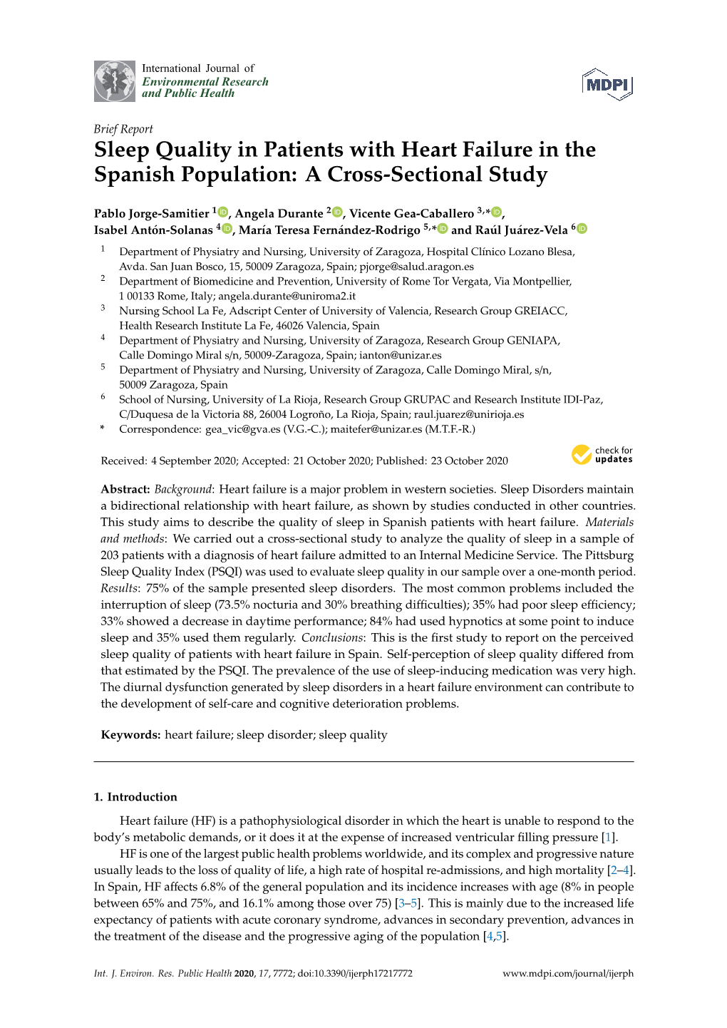 Sleep Quality in Patients with Heart Failure in the Spanish Population: a Cross-Sectional Study