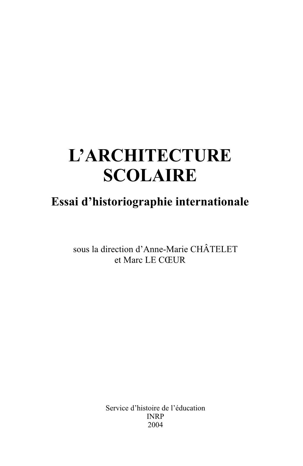 L'architecture Scolaire