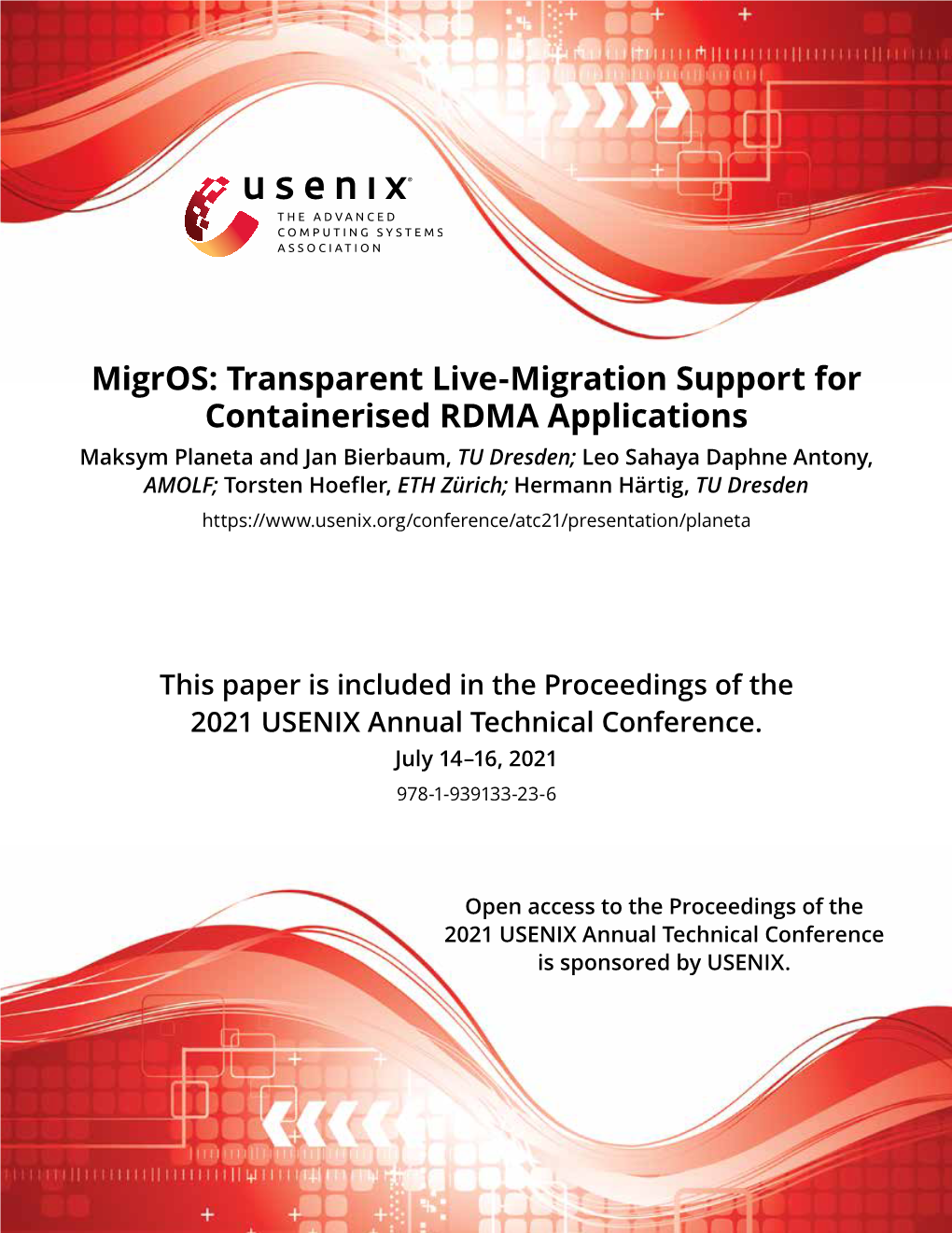 Transparent Live-Migration Support for Containerised RDMA Applications