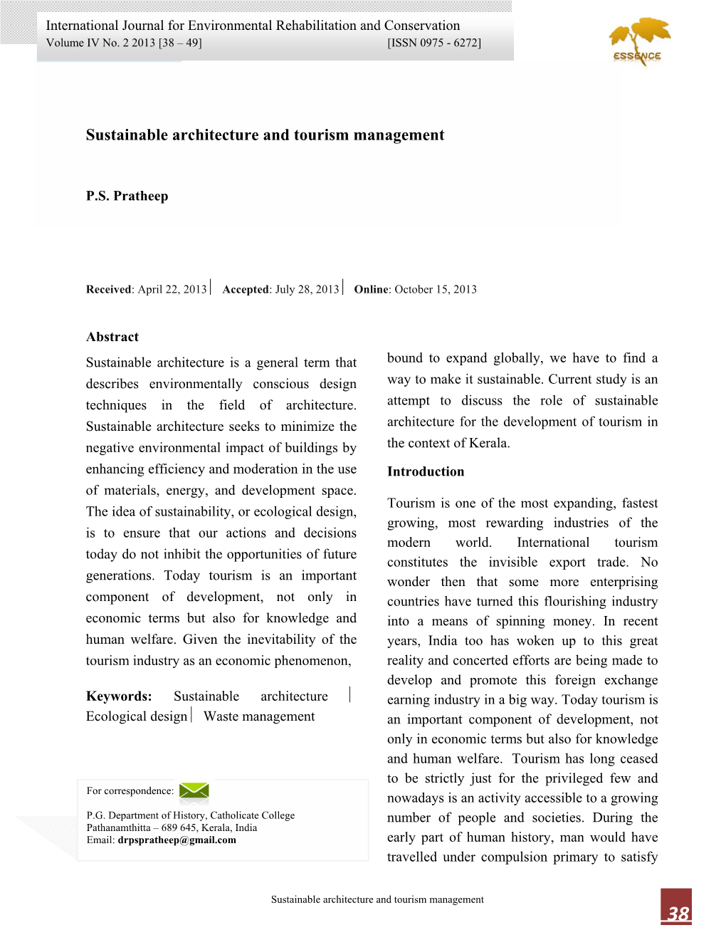 Sustainable Architecture and Tourism Management