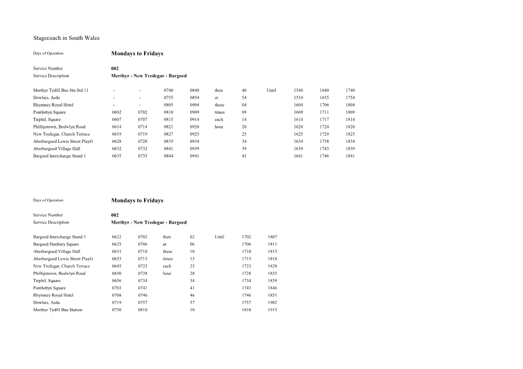 Merthyr - New Tredegar - Bargoed