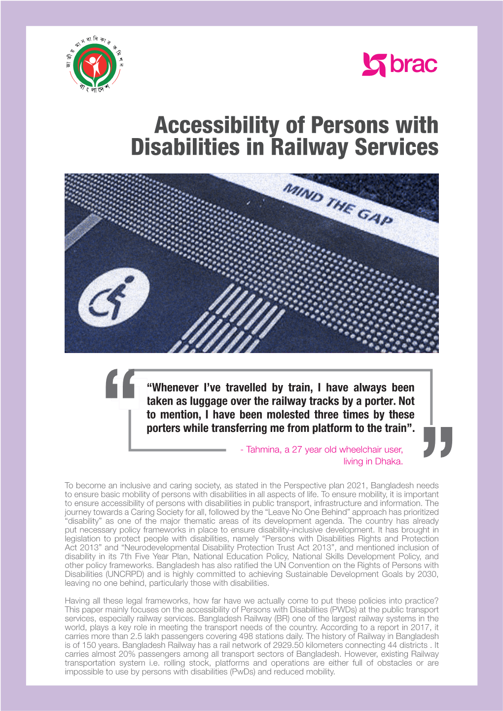 Accessibility of Persons with Disabilities in Railway Services