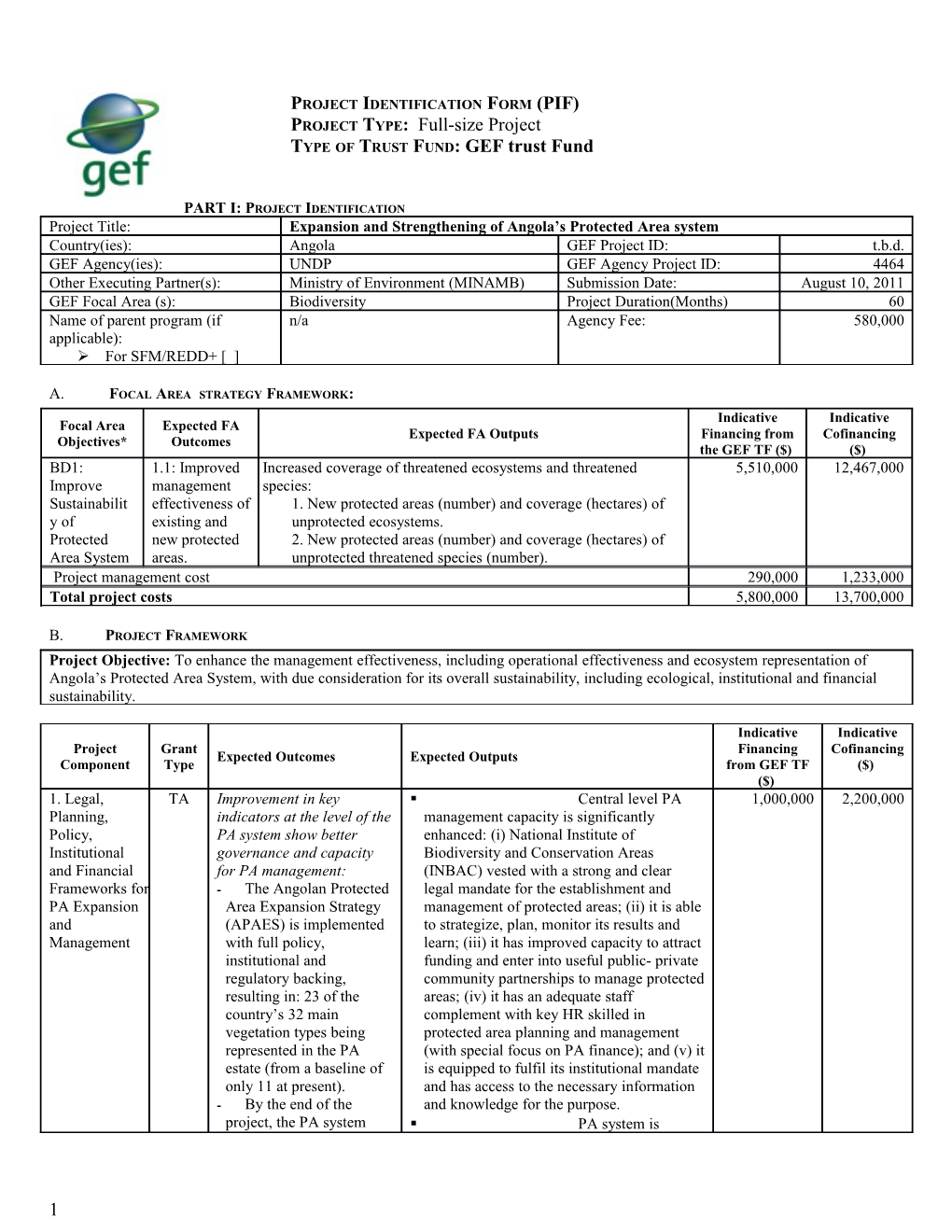 Project Identification Form (PIF) s1