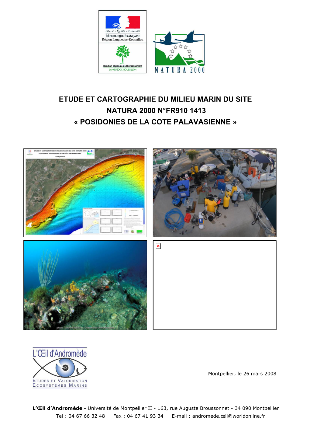 Etude Et Cartographie Du Milieu Marin Du Site Natura 2000 « Posidonies De La Cote Palavasienne »