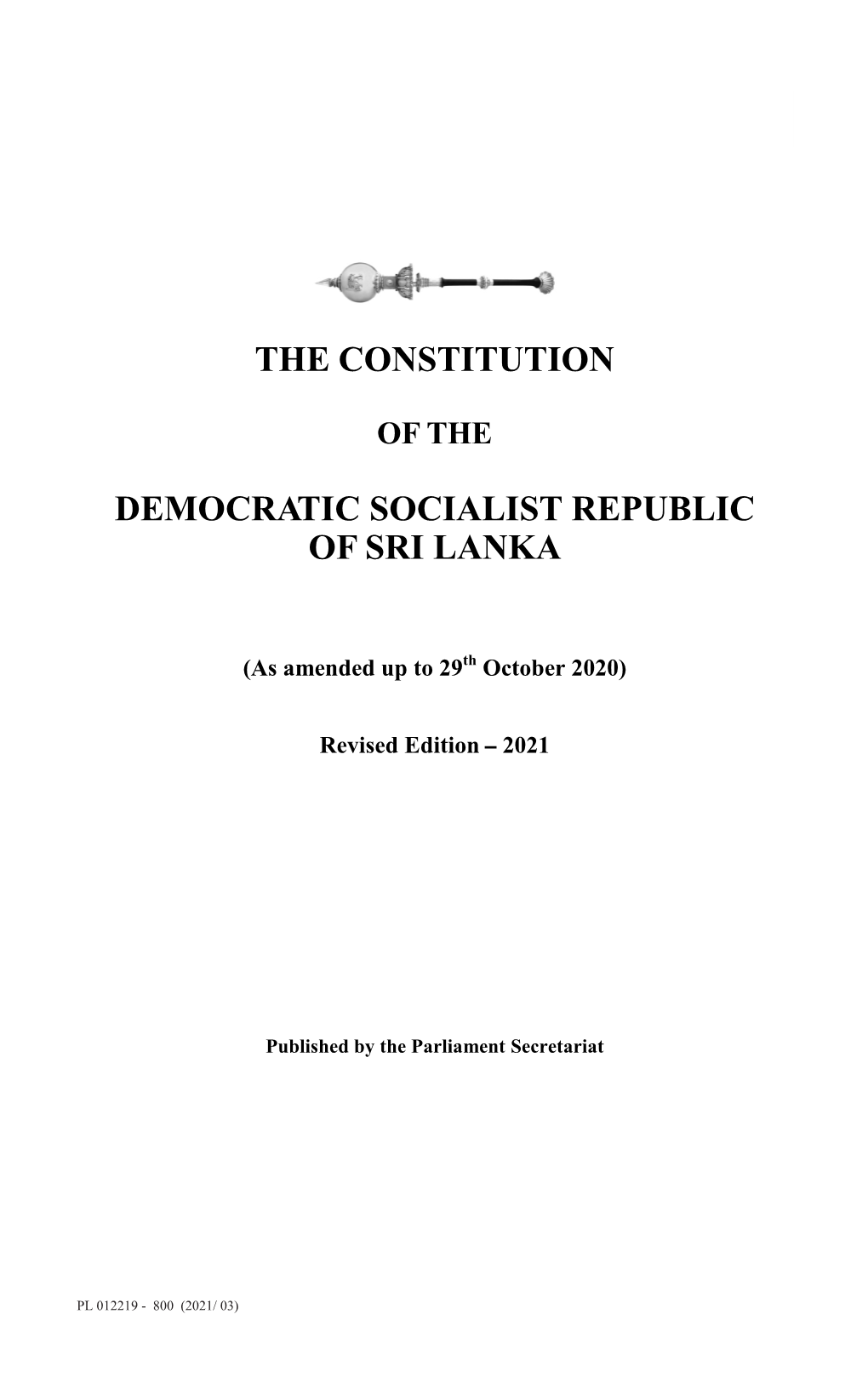 Constitution of the Democratic Socialist Republic of Sri Lanka