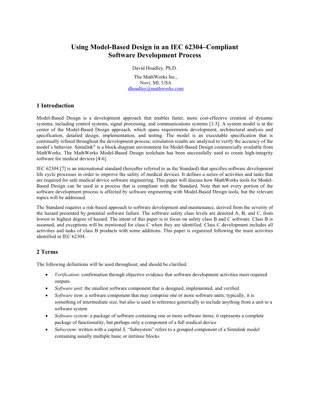 Using Model-Based Design in an IEC 62304-Compliant Software