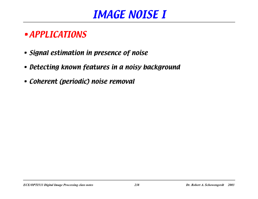 Image Noise I