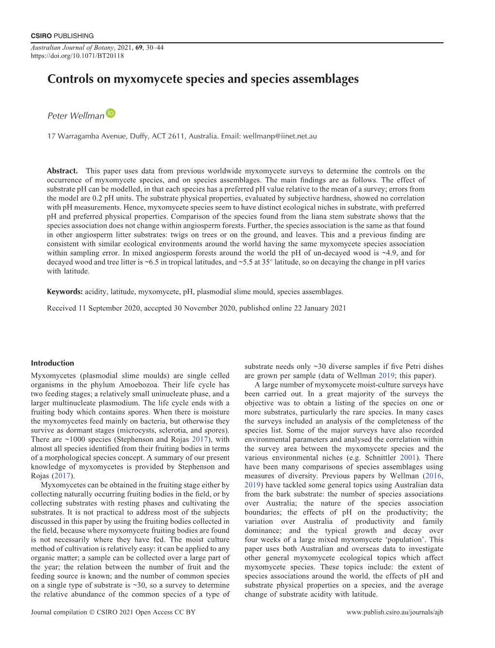 Controls on Myxomycete Species and Species Assemblages