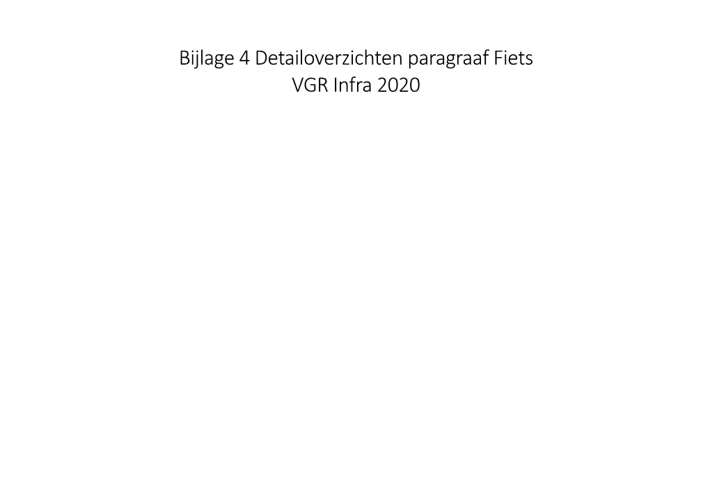 Bijlage 4 Detailoverzichten Paragraaf Fiets VGR Infra 2020 Detailoverzicht (Planning) Per Project M.B.T