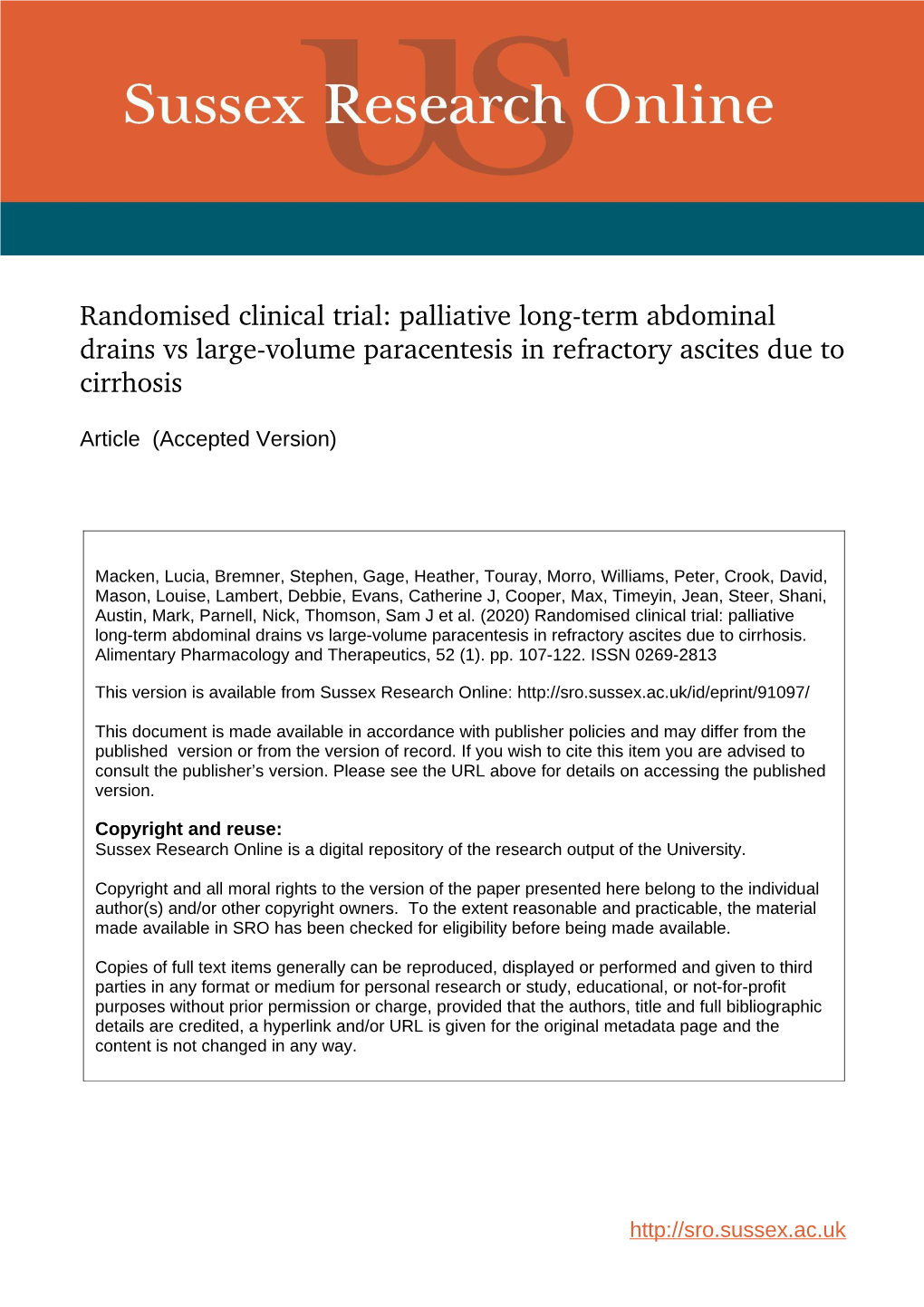 Palliative Longterm Abdominal Drains Vs