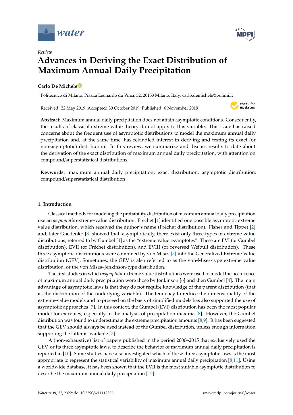 Advances in Deriving the Exact Distribution of Maximum Annual Daily Precipitation