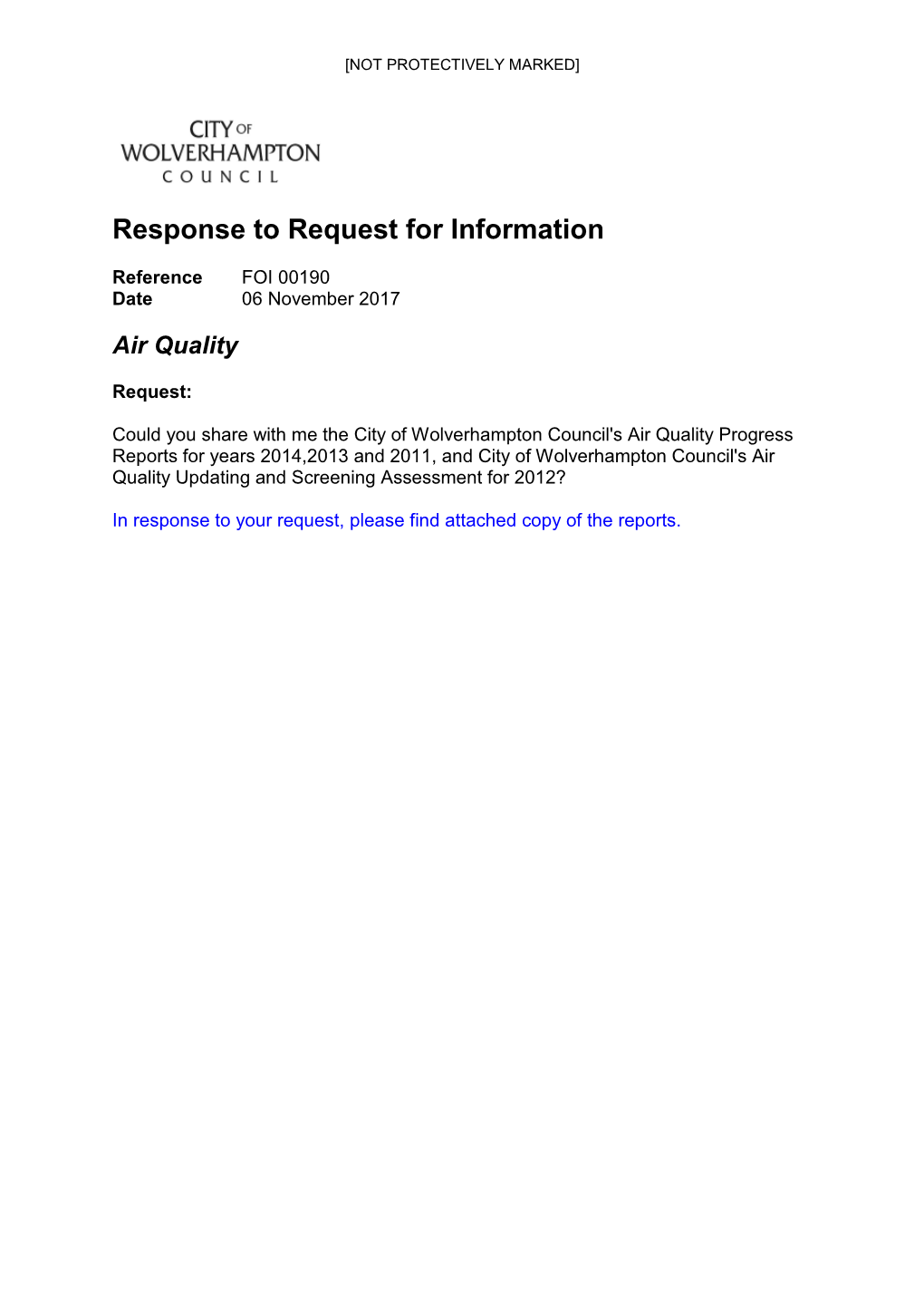 Response to Request for Information