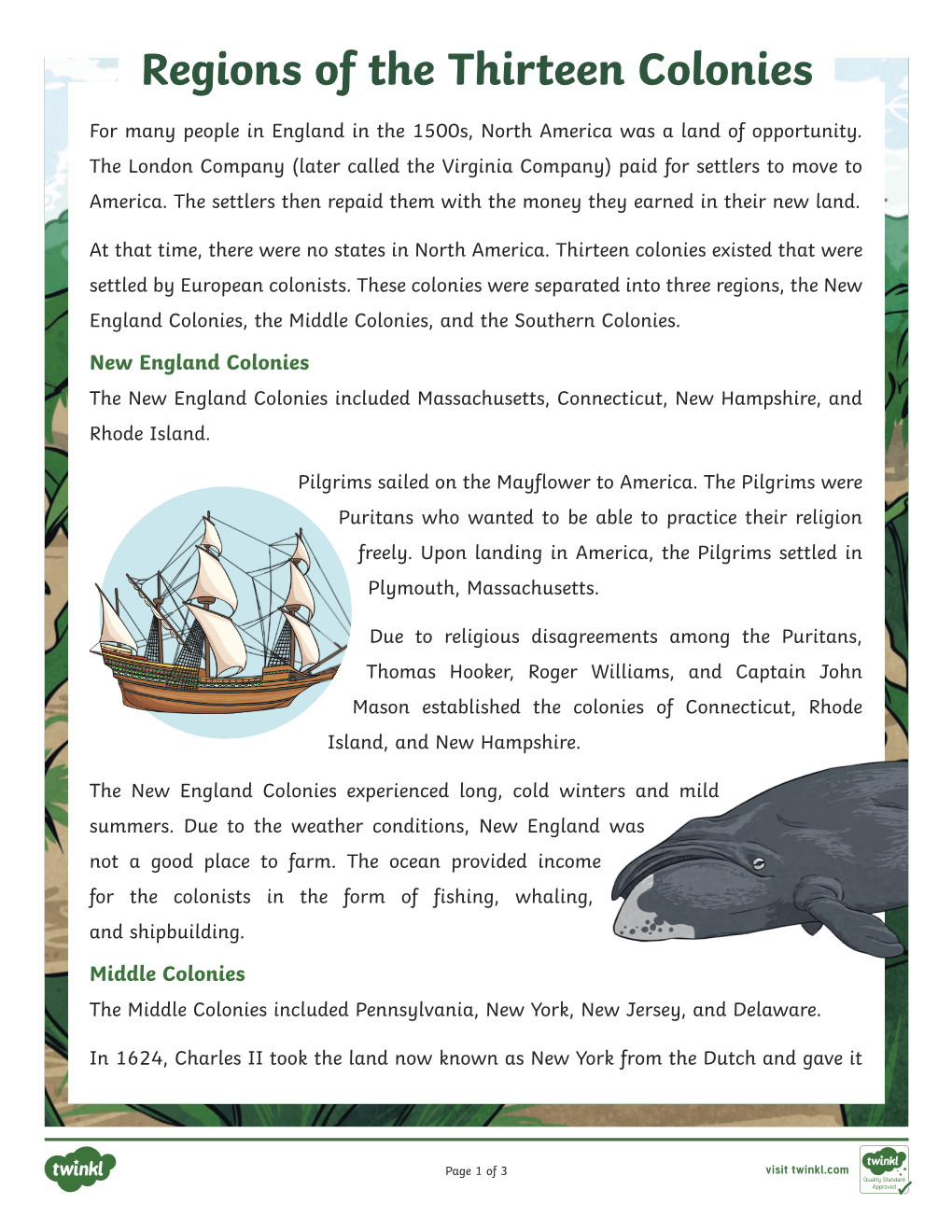 Regions of the Thirteen Colonies