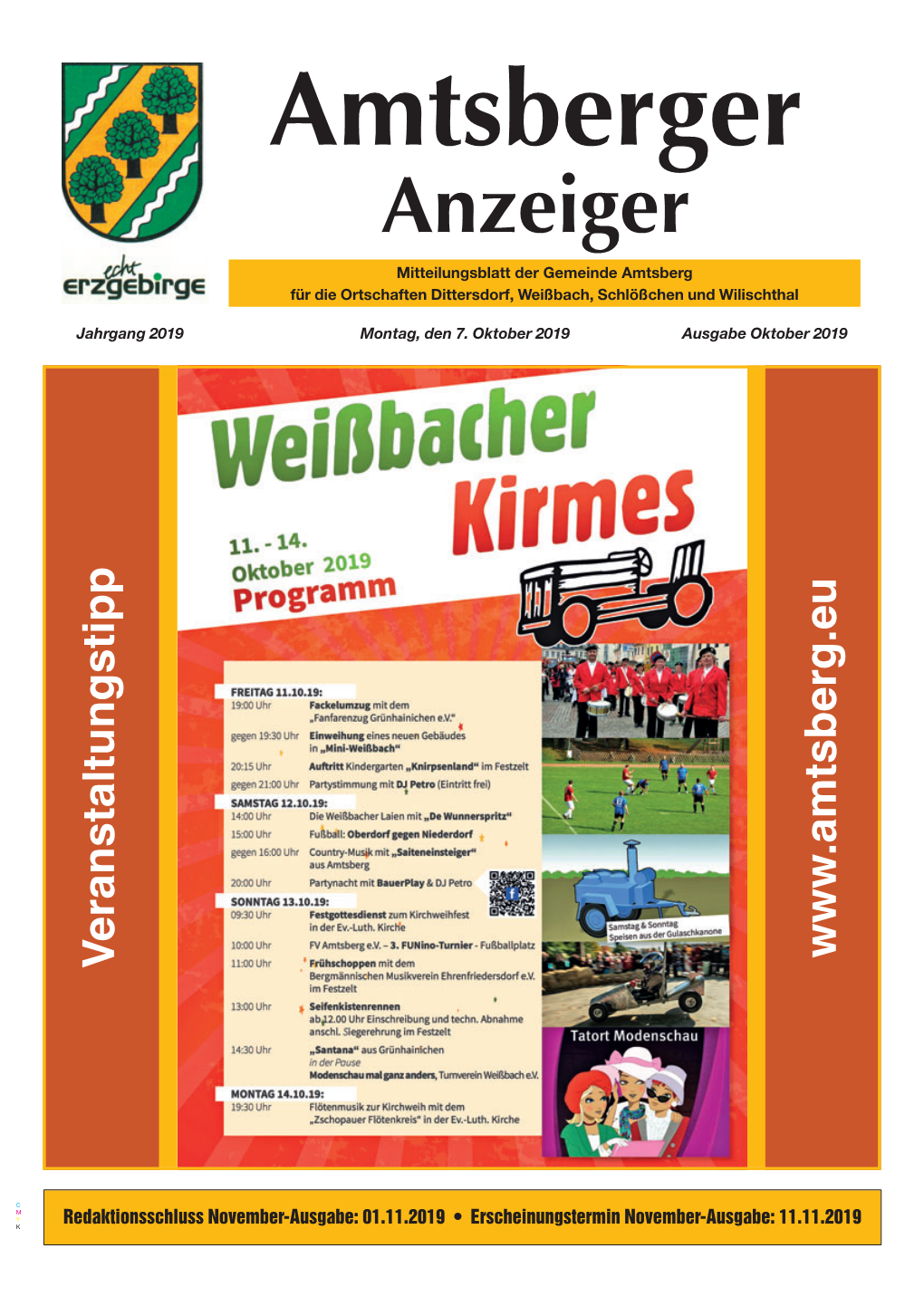 Anzeiger Mitteilungsblatt Der Gemeinde Amtsberg Für Die Ortschaften Dittersdorf, Weißbach, Schlößchen Und Wilischthal