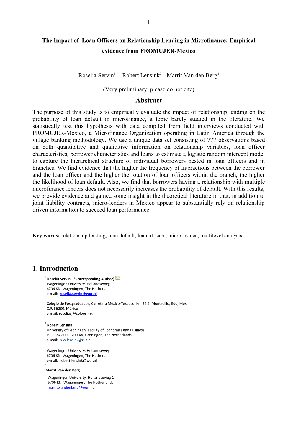 The Impact of the Loan Officers in the Performance of Microfinance Institutions: Empirical