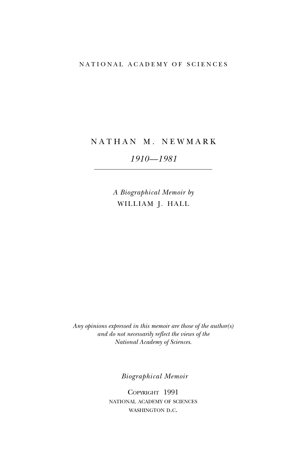 NATHAN M. NEWMARK September 22, 1910-January 25, 1981