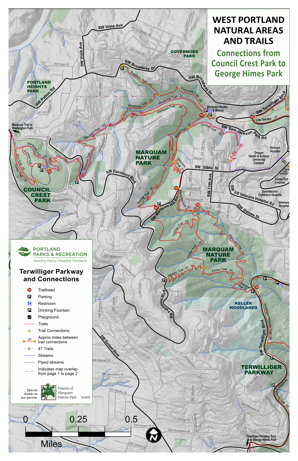 Connections from Council Crest Park to George Himes Park