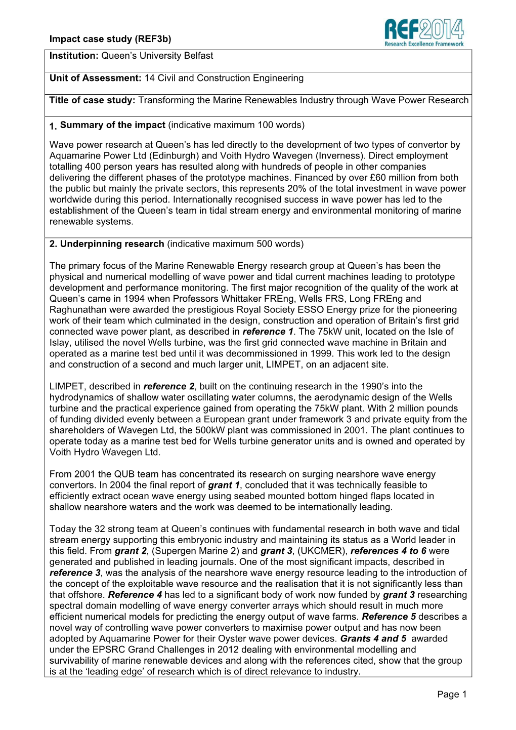 Impact Case Study (Ref3b) Page 1