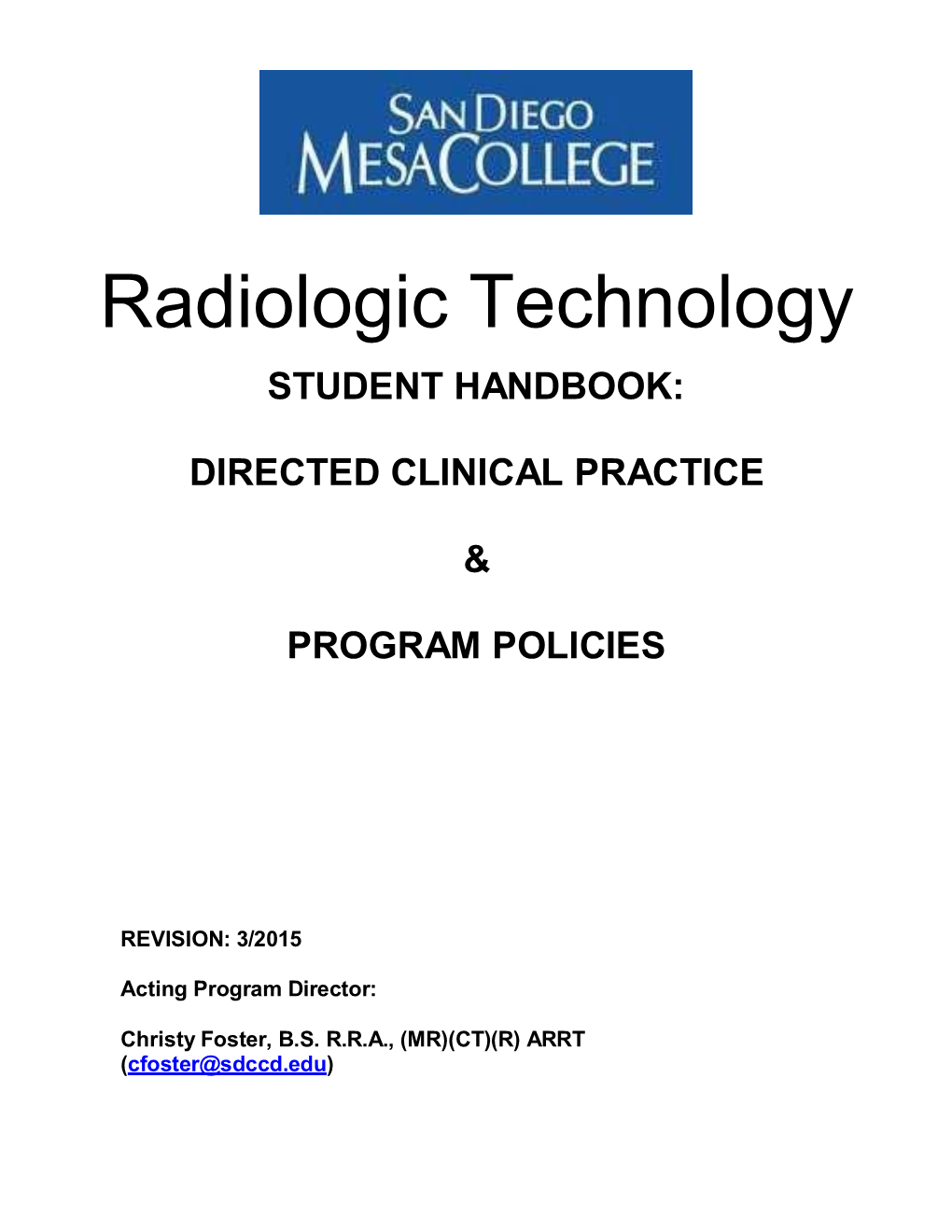 Radiologic Technology STUDENT HANDBOOK