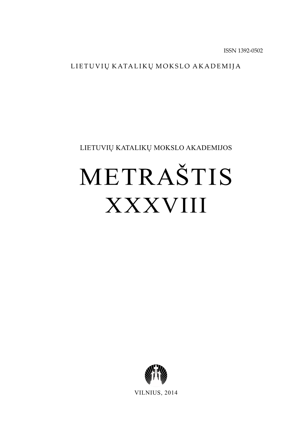 Metraštis XXXVIII