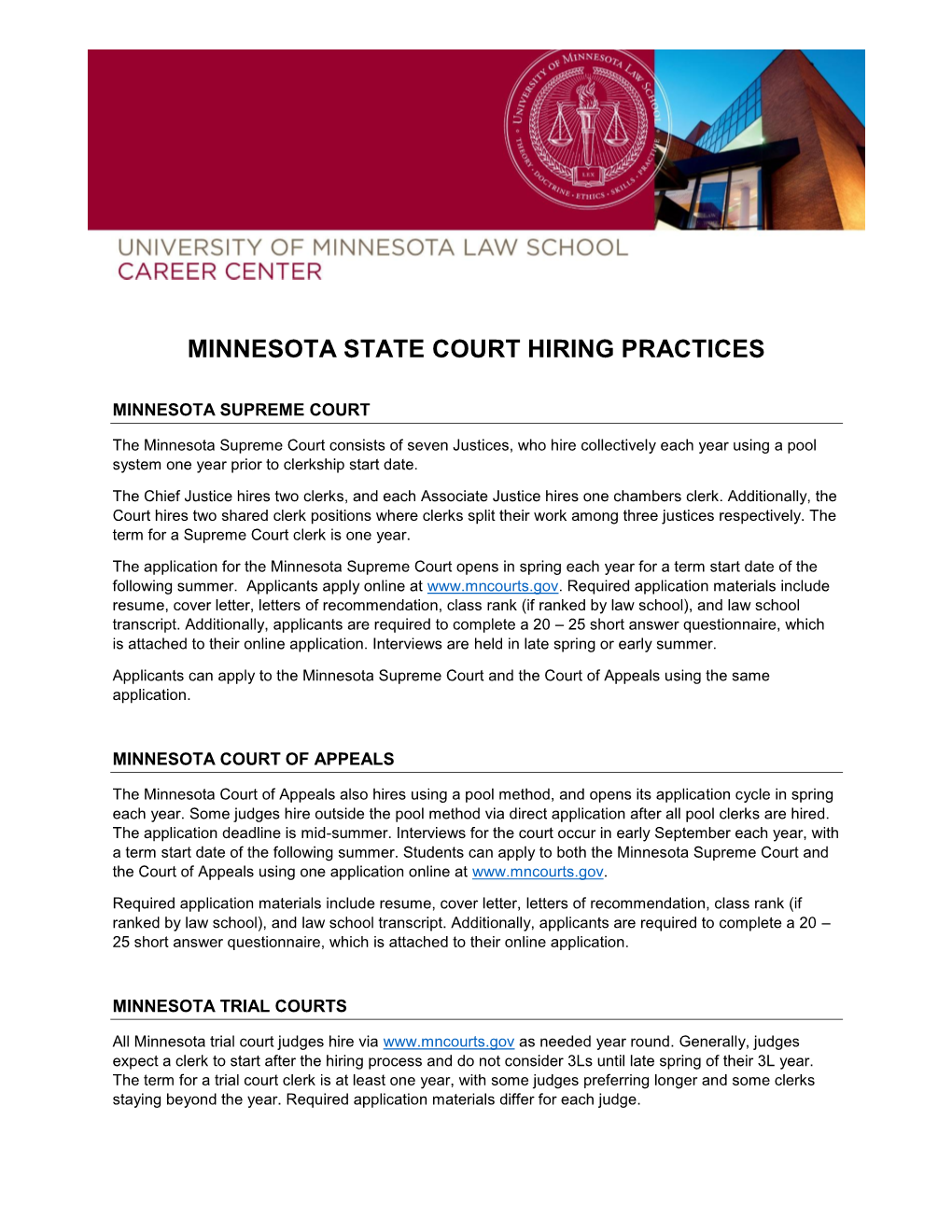 Minnesota State Court Hiring Practices