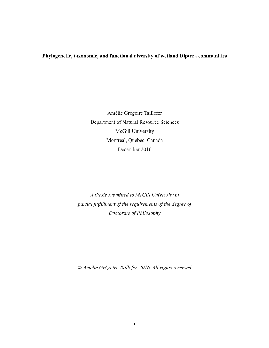 I Phylogenetic, Taxonomic, and Functional Diversity of Wetland