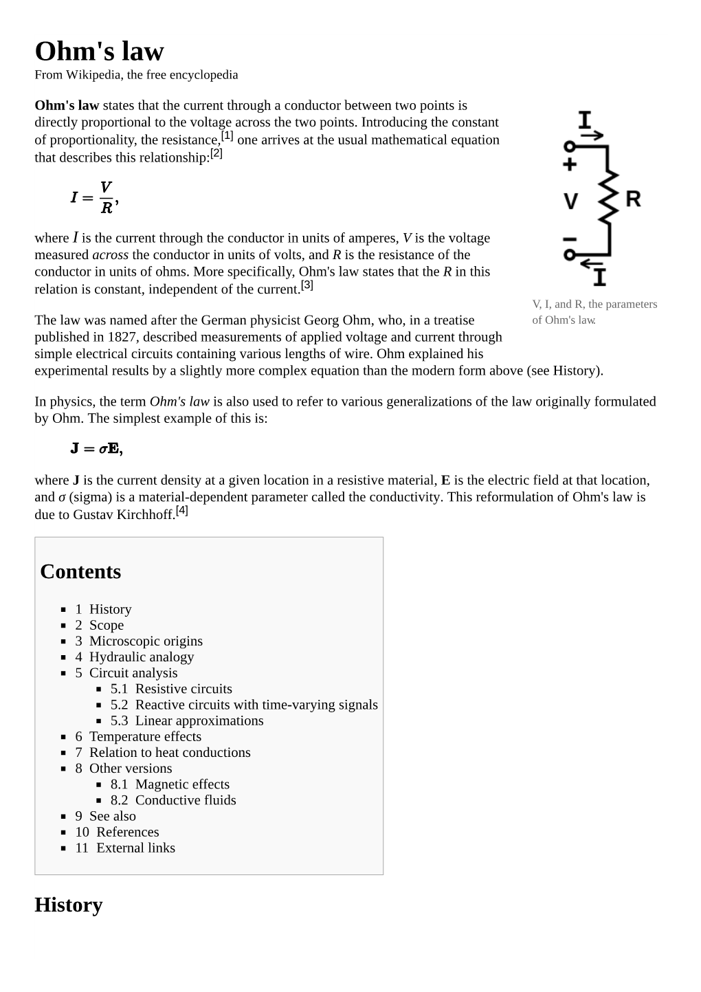 Ohm's Law from Wikipedia, the Free Encyclopedia