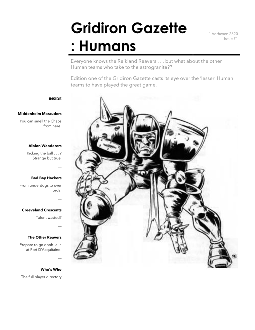 Gridiron Gazette 1 Vorhexen 2520 Issue #1 : Humans
