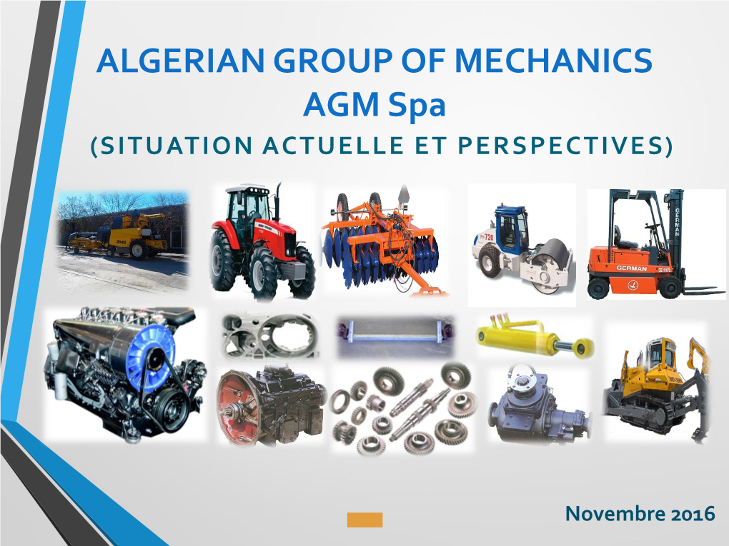 ALGERIAN GROUP of MECHANICS AGM Spa (SITUATION ACTUELLE ET PERSPECTIVES)