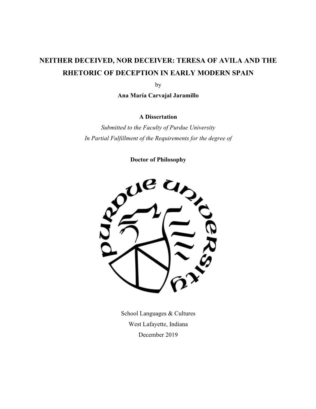 TERESA of AVILA and the RHETORIC of DECEPTION in EARLY MODERN SPAIN by Ana María Carvajal Jaramillo